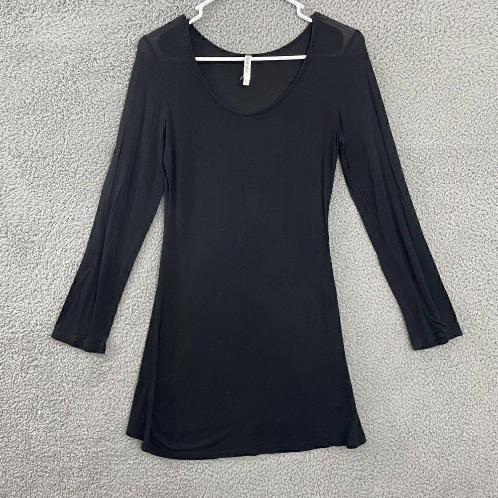 Mur Mur Top Women S‎ Black Casual Long Sleeve Roll Tab Scoop Neck Tunic